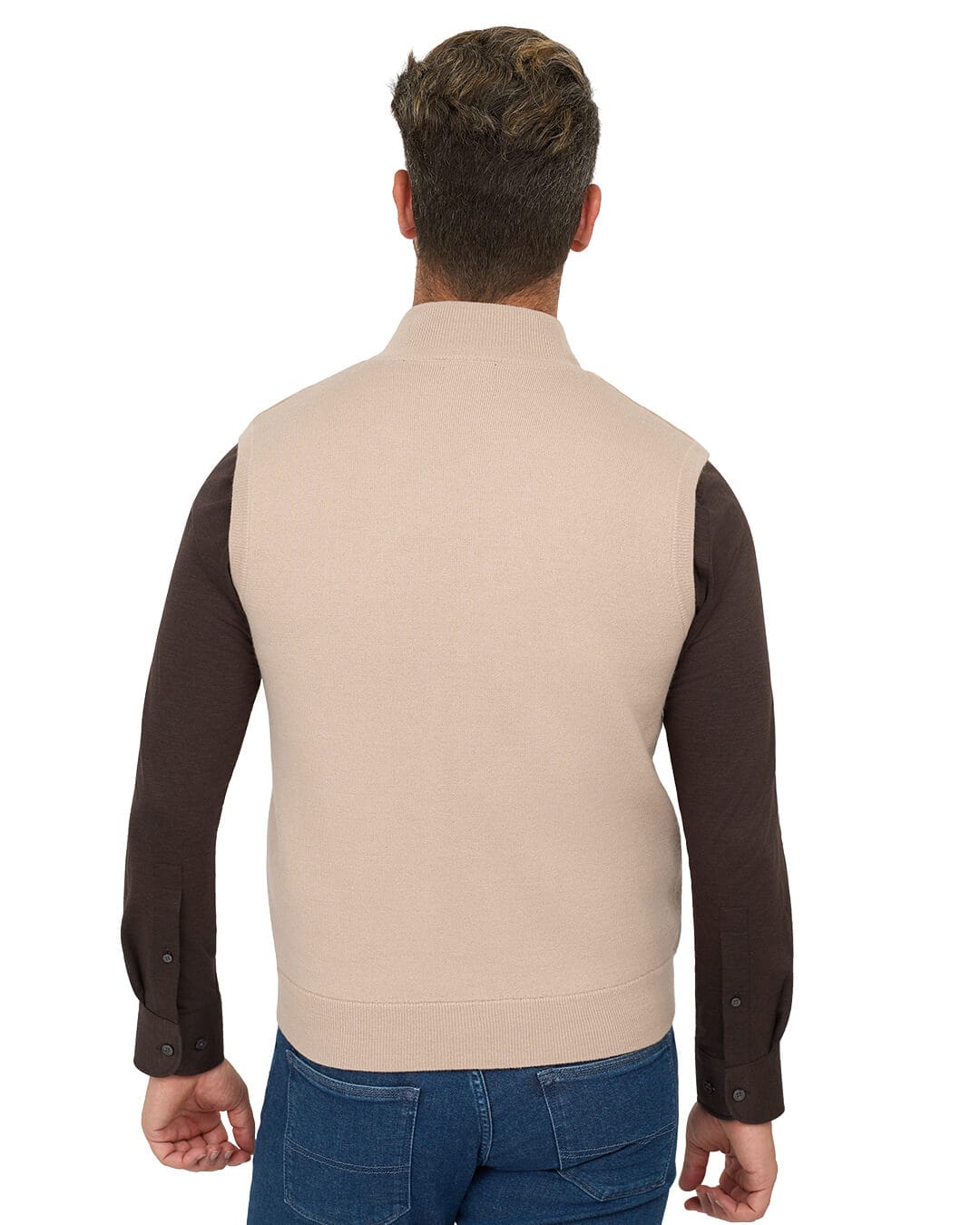 Gagliardi Gilets Gagliardi Beige Gilet Hybrid Knit & Faux Suede