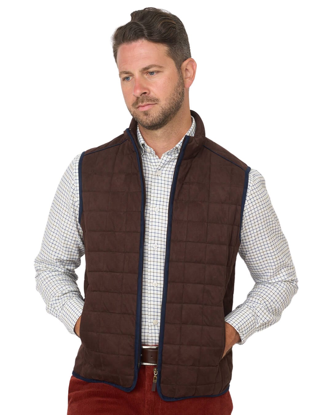 Gagliardi Gilets Gagliardi Brown Faux Suede Gilet