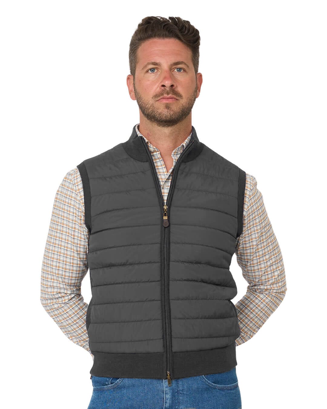 Gagliardi Gilets Gagliardi Grey Hybrid Knit & Wadded Gilet
