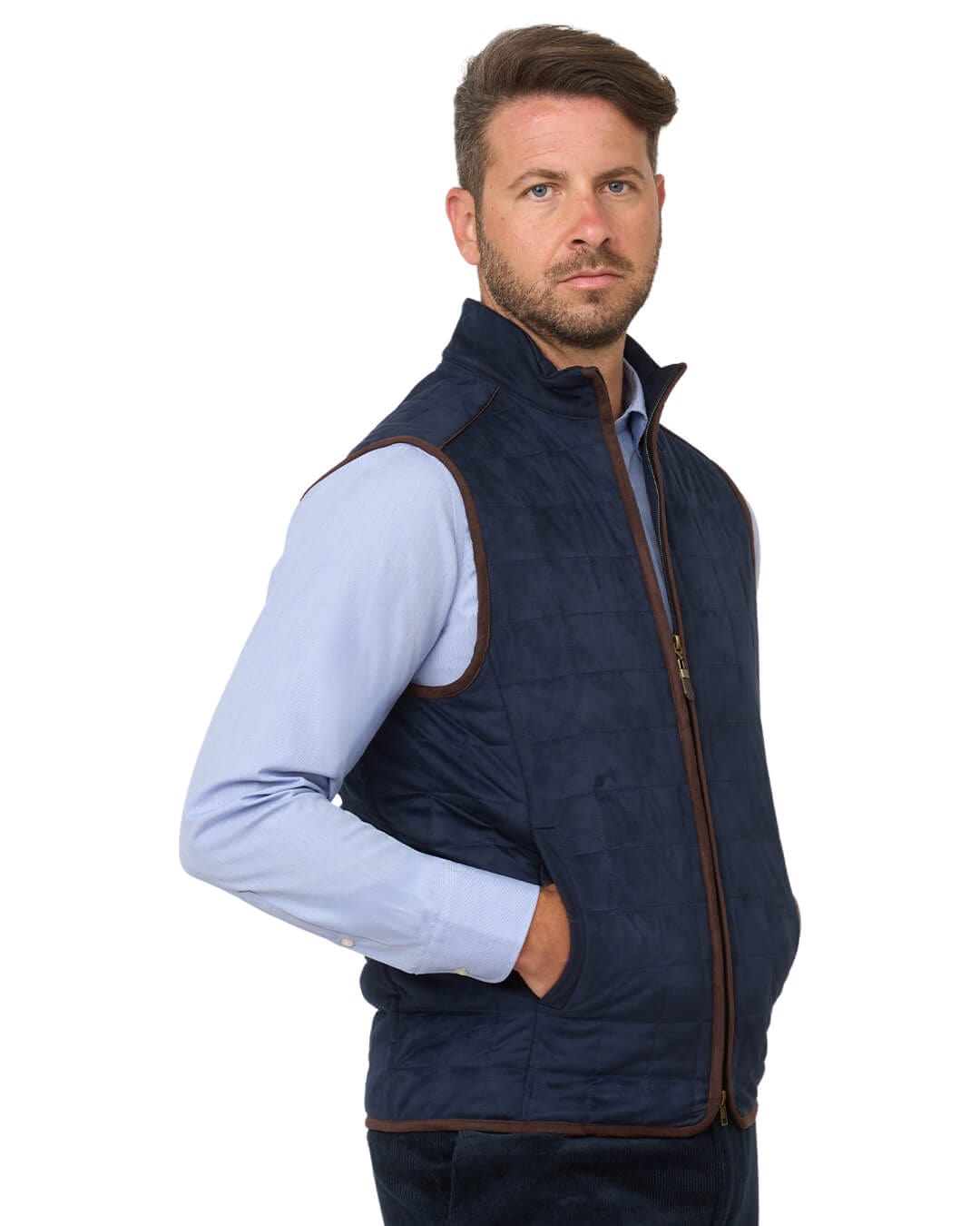 Gagliardi Gilets Gagliardi Navy Faux Suede Gilet