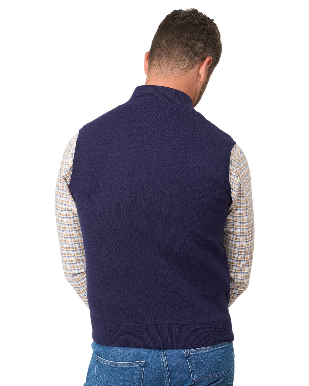 Gagliardi Gilets Gagliardi Navy Hybrid Knit & Wadded Gilet