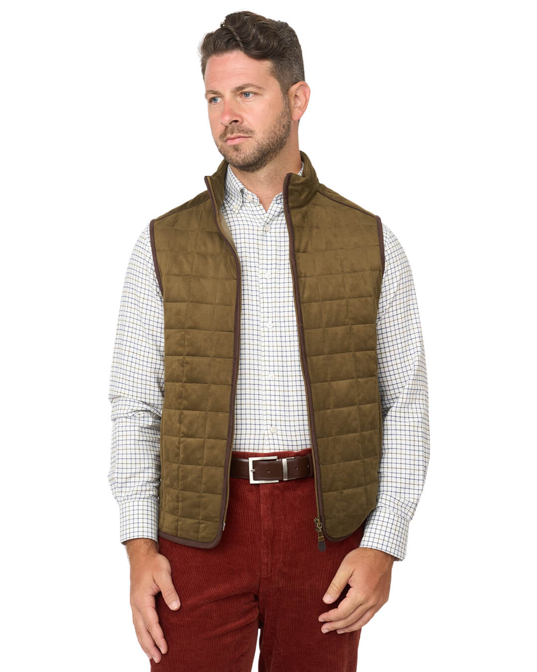 Gagliardi Gilets Gagliardi Olive Green Faux Suede Gilet