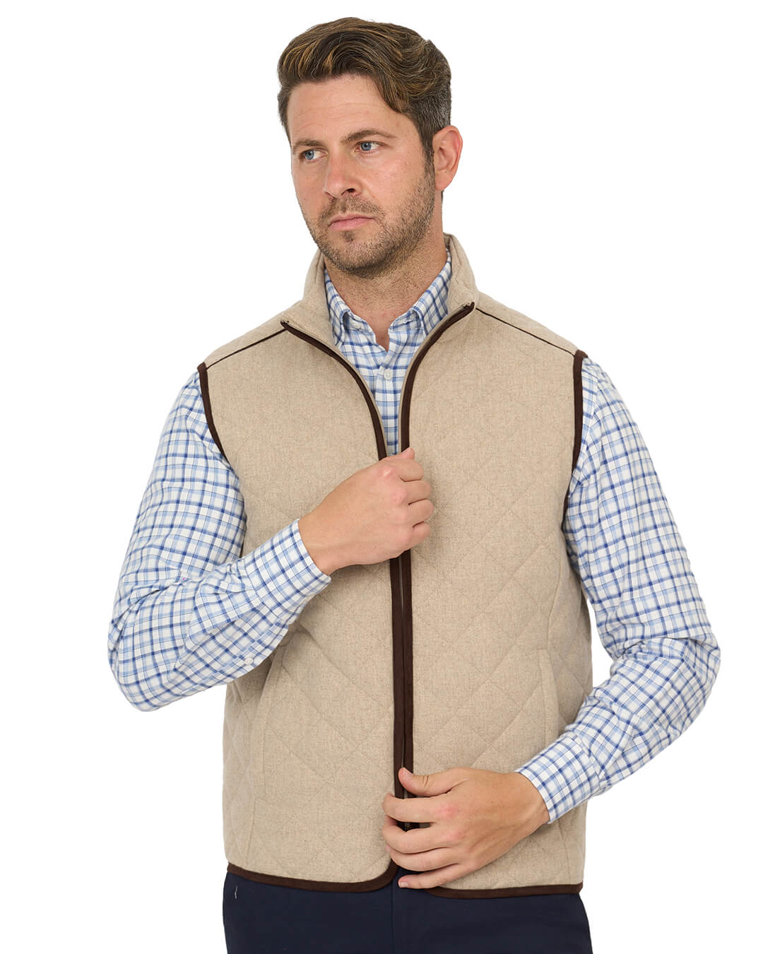 Gagliardi Gilets Gagliardi Stone Gilet Wool Blend Diamond Quilted