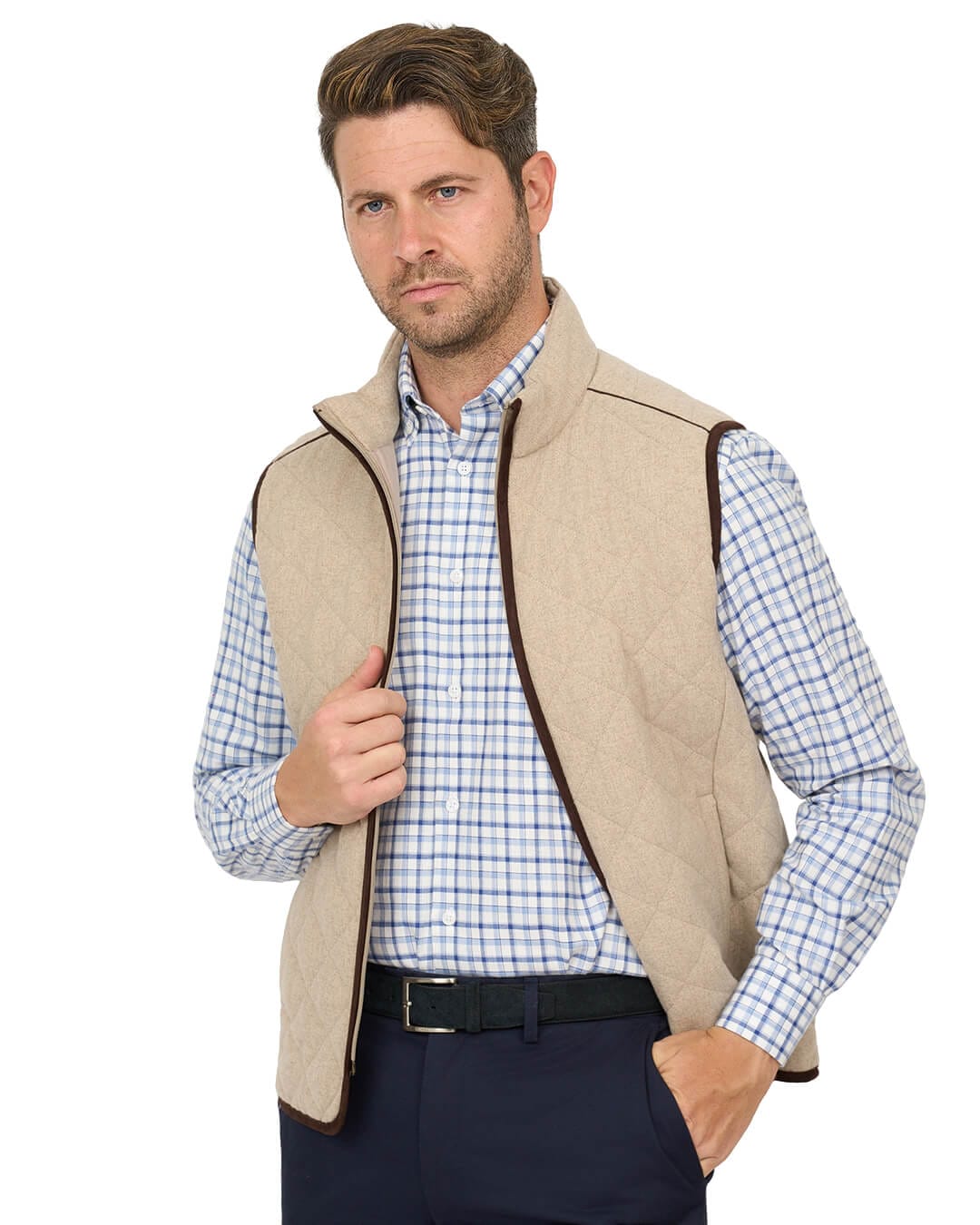 Gagliardi Gilets Gagliardi Stone Gilet Wool Blend Diamond Quilted