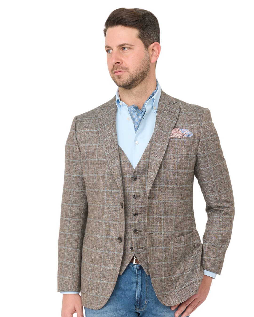 Gagliardi Jackets Gagliardi Beige Mouline Windowpane Jacket