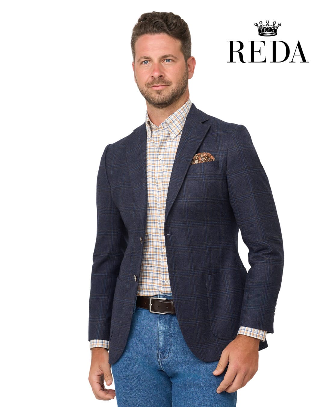 Gagliardi Jackets Gagliardi Blue Check Sharkskin Reda Jacket