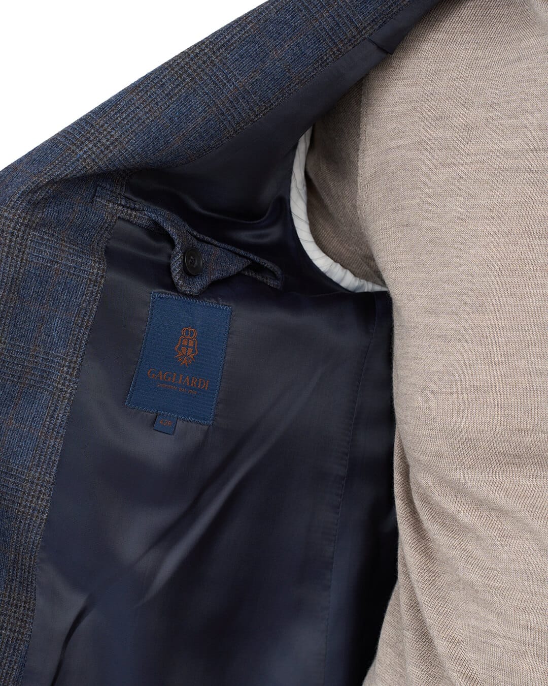 Gagliardi Jackets Gagliardi Blue Check Wool Blend Jacket