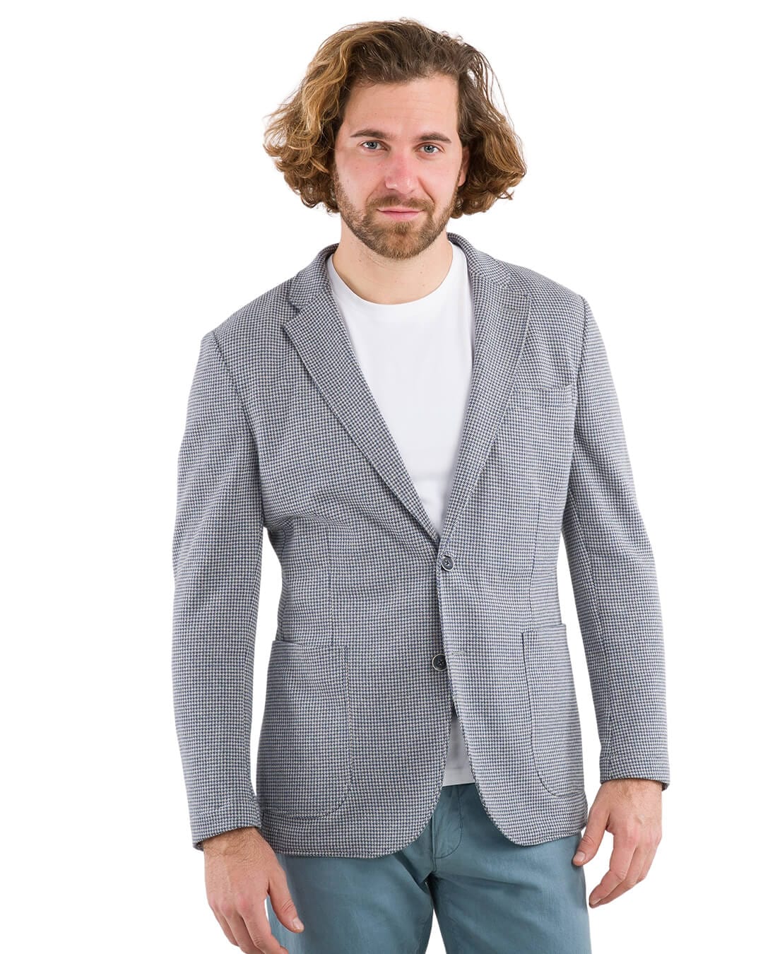Gagliardi Jackets Gagliardi Blue Puppytooth Jersey Jacket