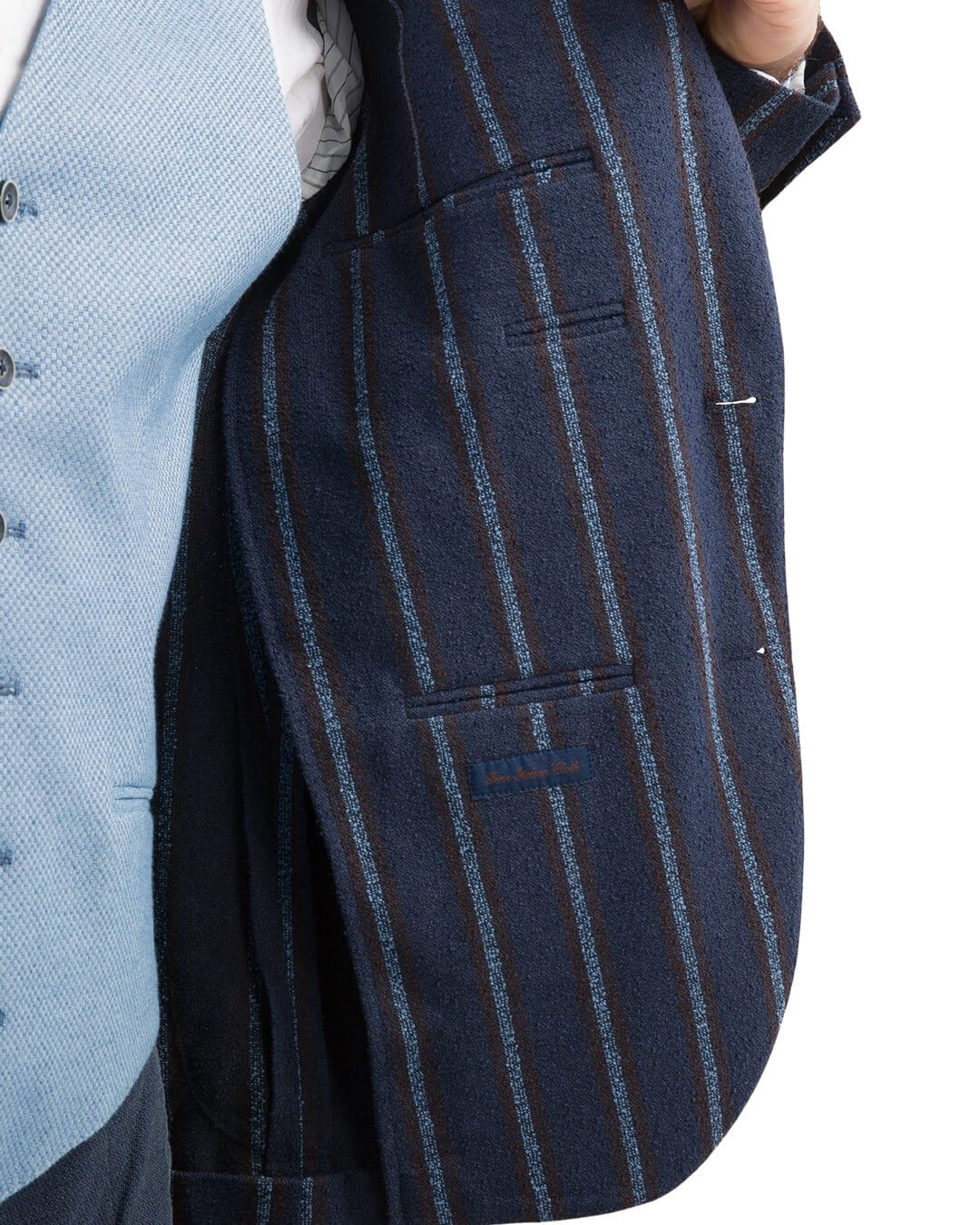 Gagliardi Jackets Gagliardi Blue With Sky And Brown Striped Jacket