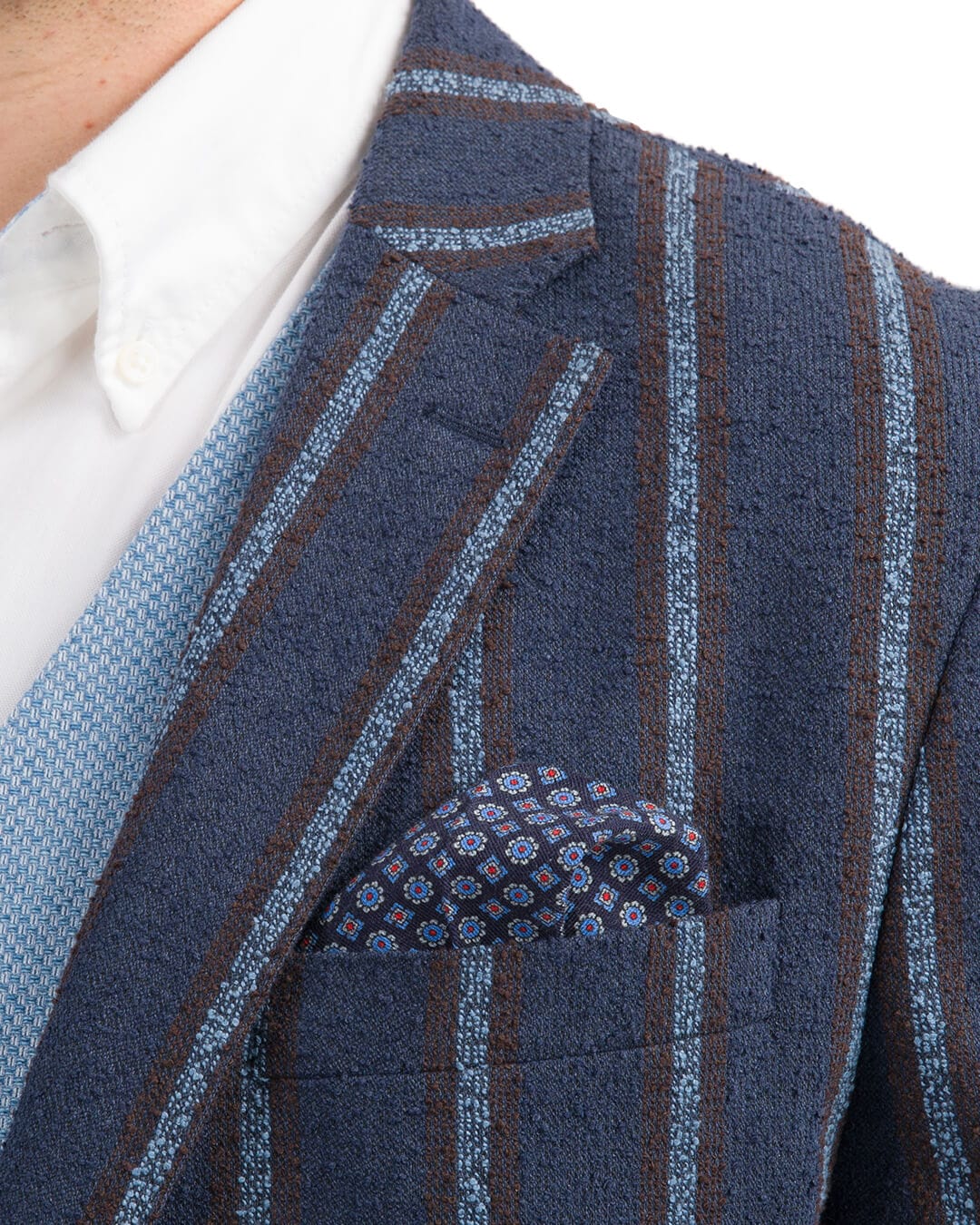 Gagliardi Jackets Gagliardi Blue With Sky And Brown Striped Jacket