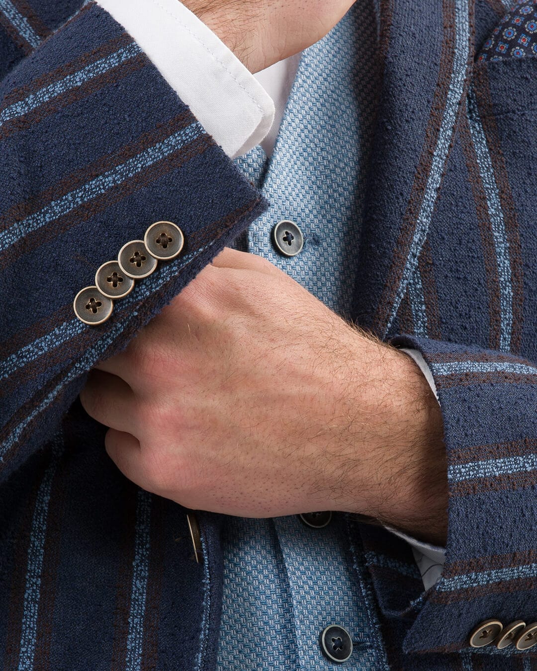 Gagliardi Jackets Gagliardi Blue With Sky And Brown Striped Jacket