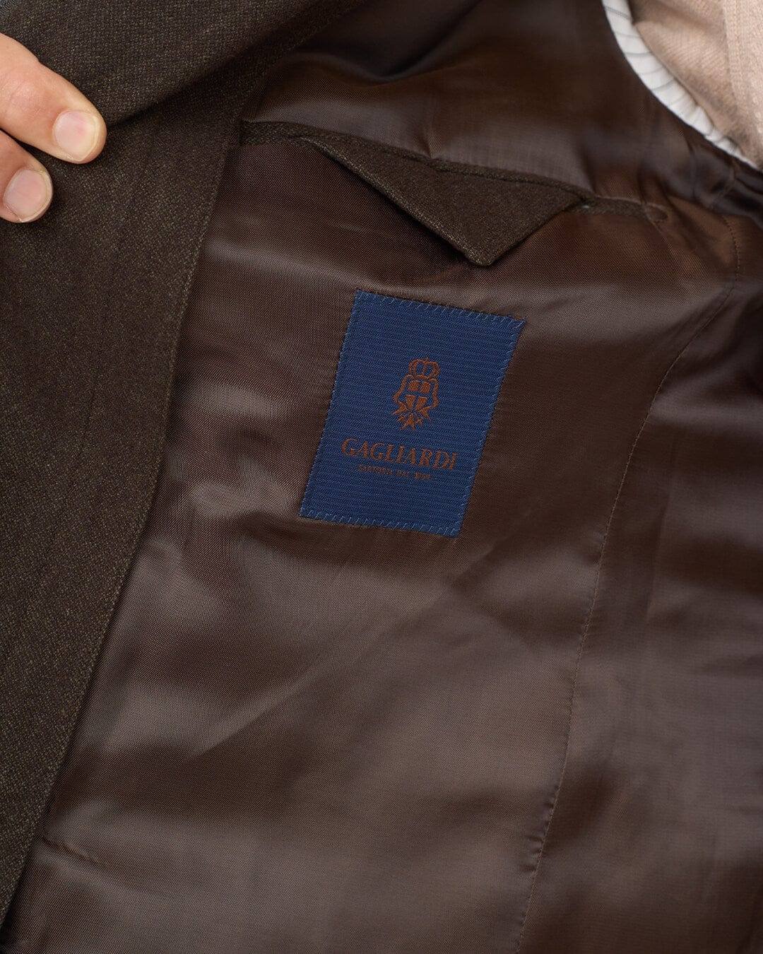 Gagliardi Jackets Gagliardi Brown Barleycorn Cotton Stretch Jacket With Detachable Zip Front Liner