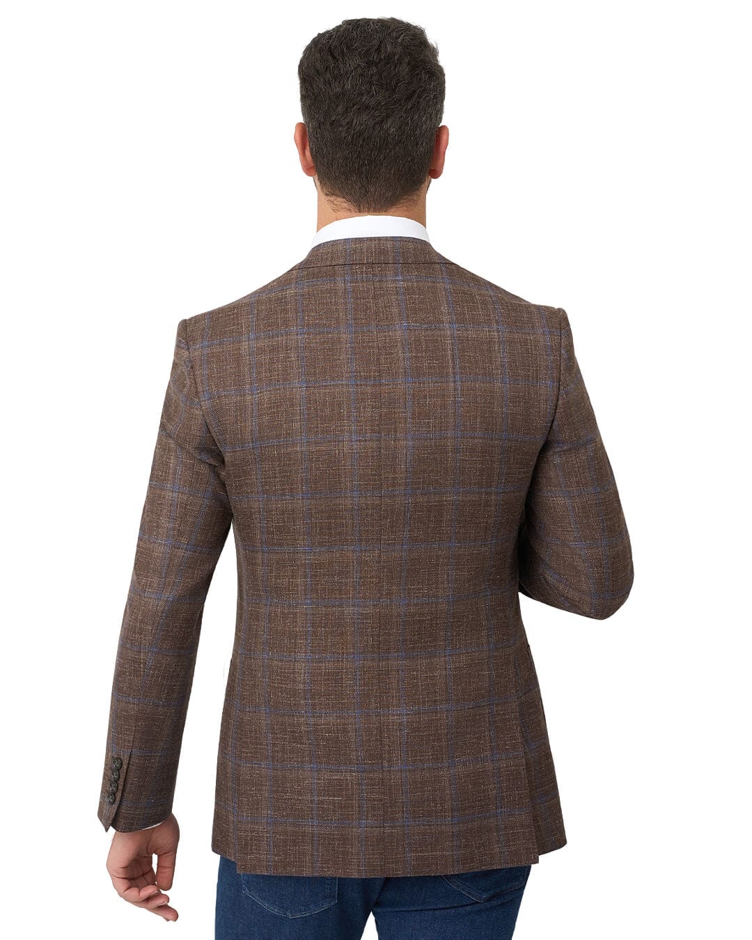 Gagliardi Jackets Gagliardi Brown Jacket Check Wool Linen Silk Blend
