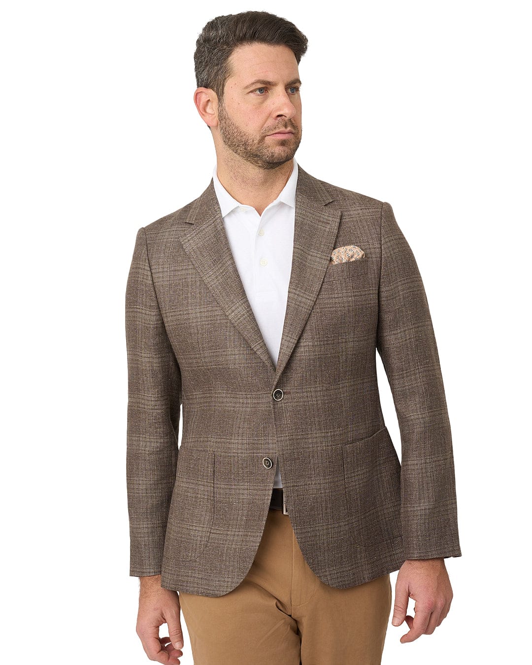 Gagliardi Jackets Gagliardi Brown Jacket Reda Linen Wool Check Super 110S