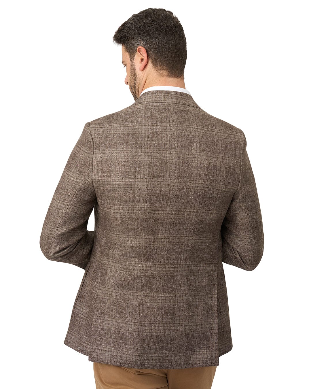 Gagliardi Jackets Gagliardi Brown Jacket Reda Linen Wool Check Super 110S