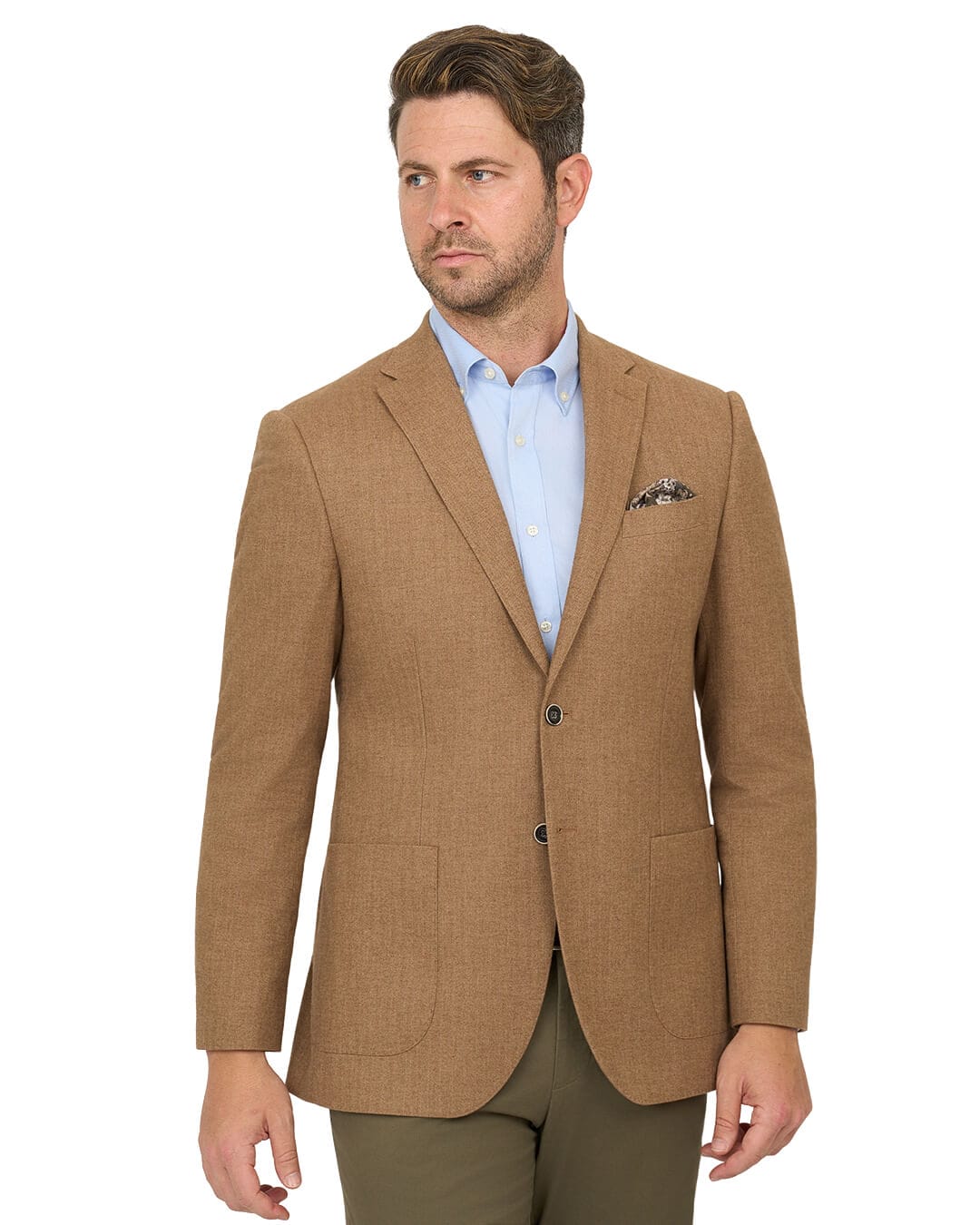 Gagliardi Jackets Gagliardi Camel Herringbone Cotton Stretch Jacket