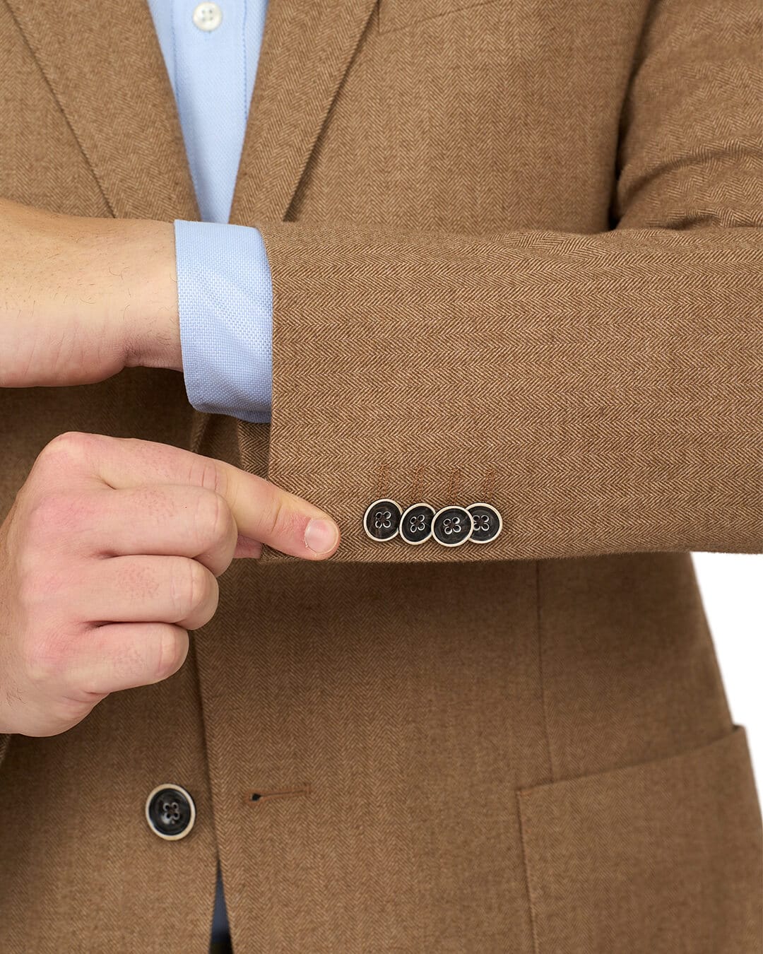 Gagliardi Jackets Gagliardi Camel Herringbone Cotton Stretch Jacket