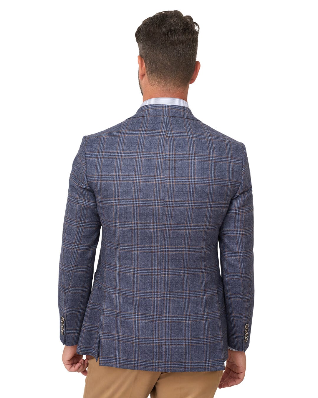 Gagliardi Jackets Gagliardi Denim Blue Check Sharkskin Reda Jacket
