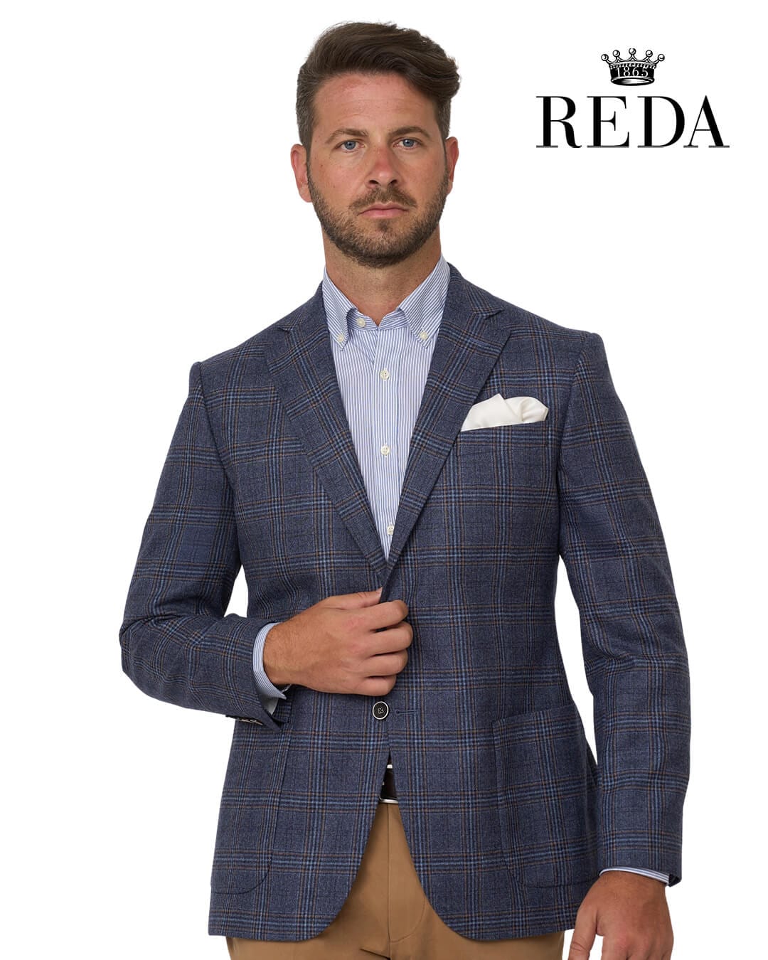 Gagliardi Jackets Gagliardi Denim Blue Check Sharkskin Reda Jacket