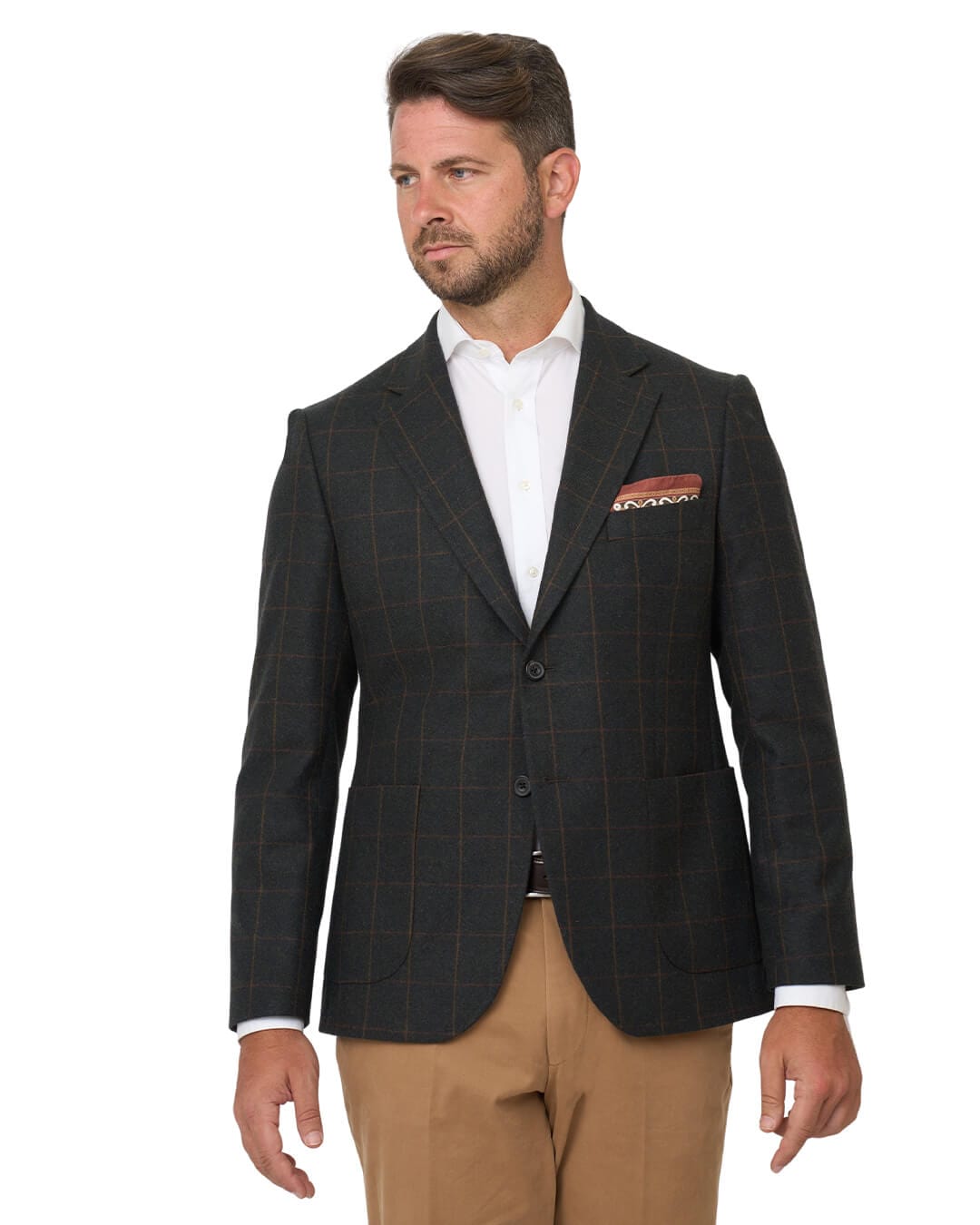 Gagliardi Jackets Gagliardi Green Windowpane Check Italian Flannel Jacket