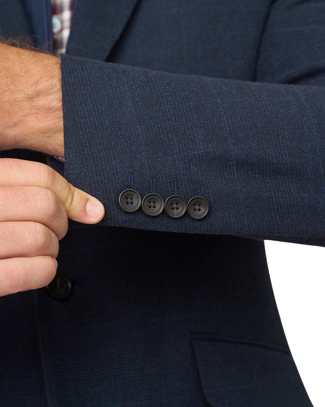 Gagliardi Jackets Gagliardi Navy Check Cotton Stretch Jacket With Detachable Zip Front Liner