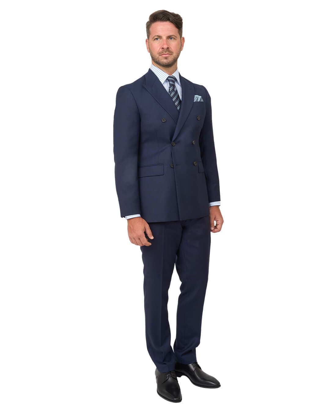 Gagliardi Jackets Gagliardi Navy Double Breasted Birdseye Super 100s Suit Jacket