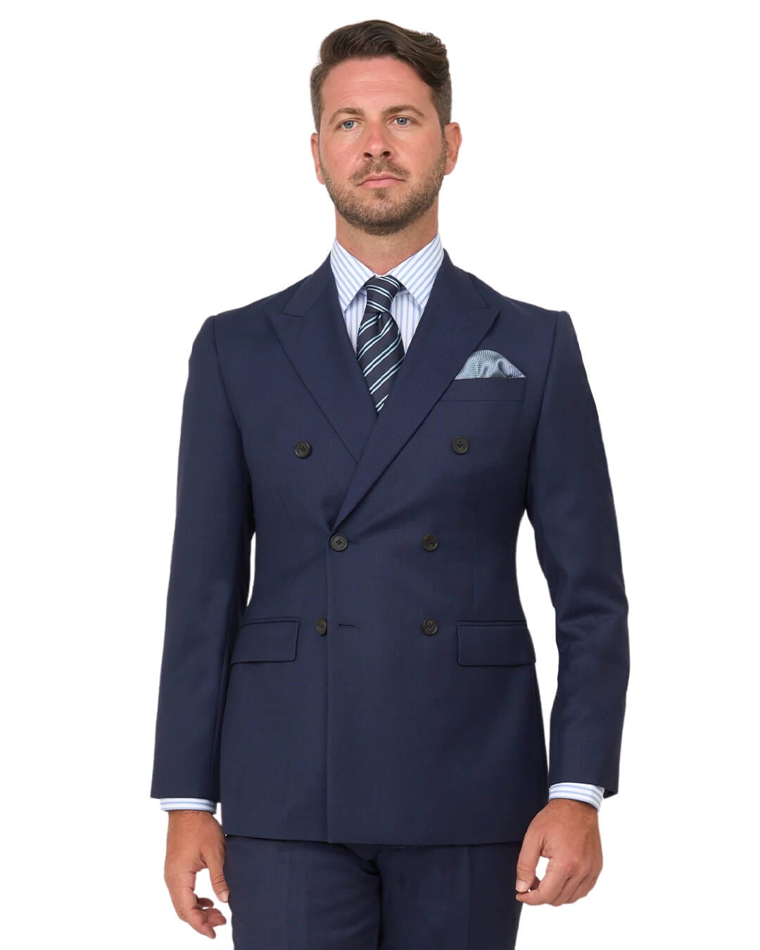 Gagliardi Jackets Gagliardi Navy Double Breasted Birdseye Super 100s Suit Jacket