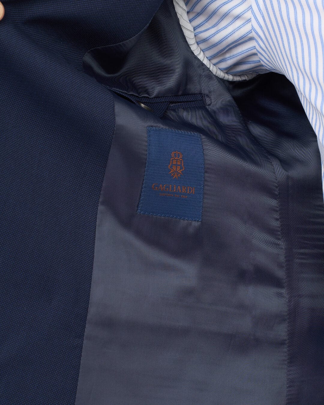 Gagliardi Jackets Gagliardi Navy Double Breasted Birdseye Super 100s Suit Jacket