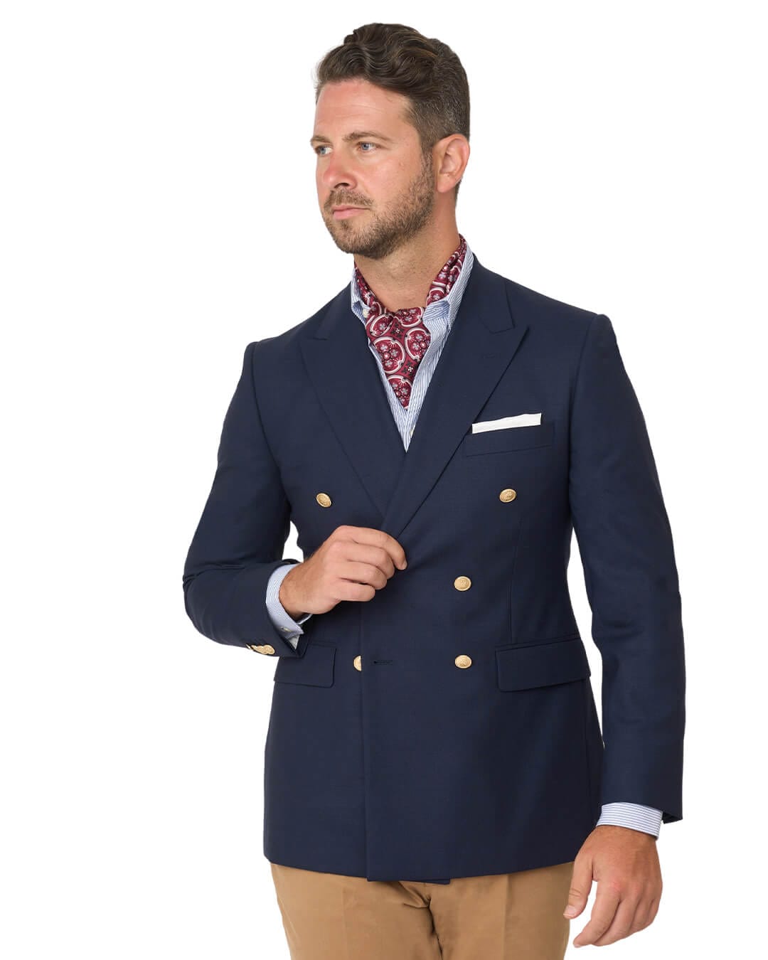 Gagliardi Jackets Gagliardi Navy Double Breasted Natural Stretch Super 110s Blazer