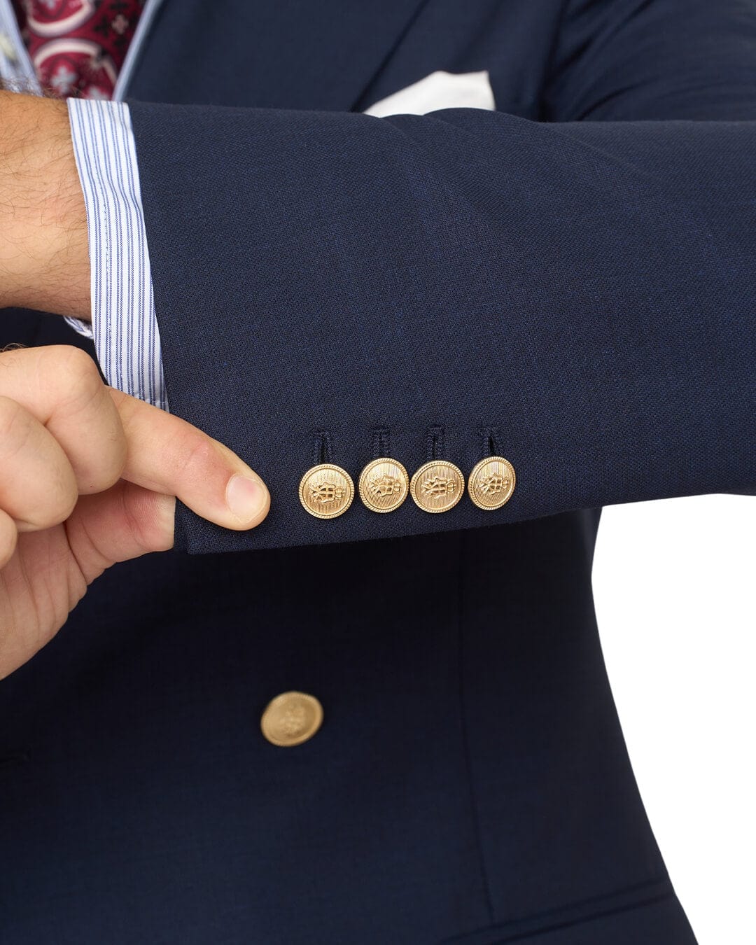 Gagliardi Jackets Gagliardi Navy Double Breasted Natural Stretch Super 110s Blazer