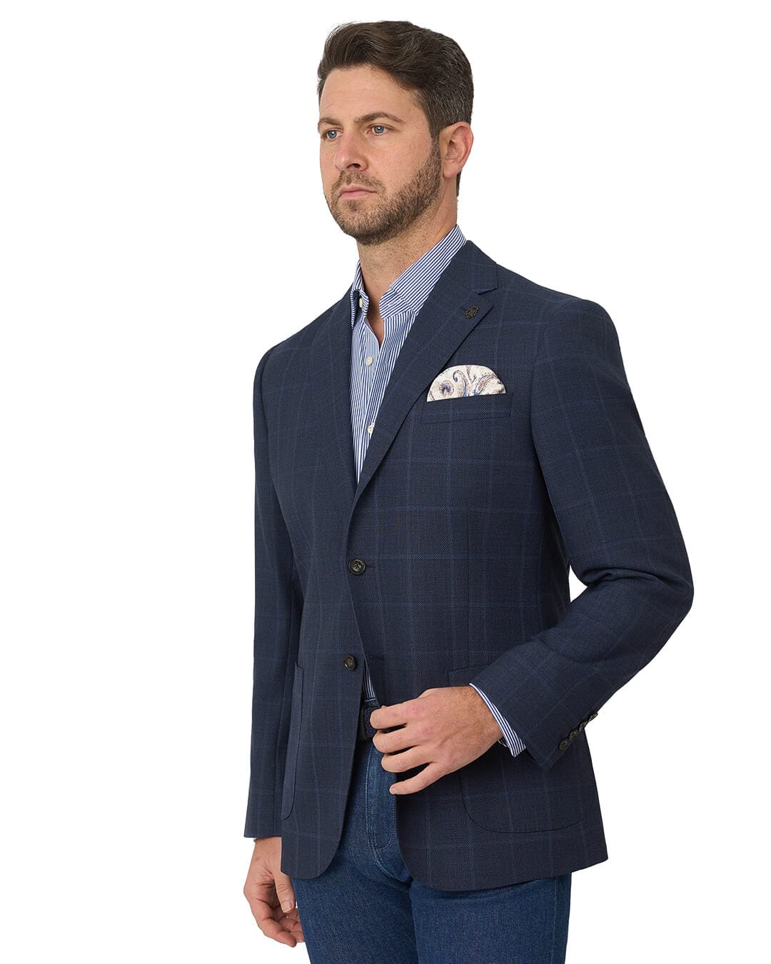 Gagliardi Jackets Gagliardi Navy Jacket Check Super 110S