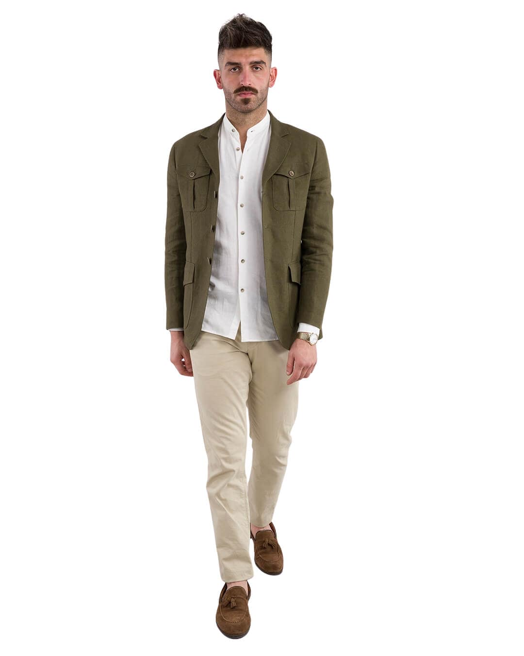 Gagliardi Jackets Gagliardi Olive Linen Safari Jacket