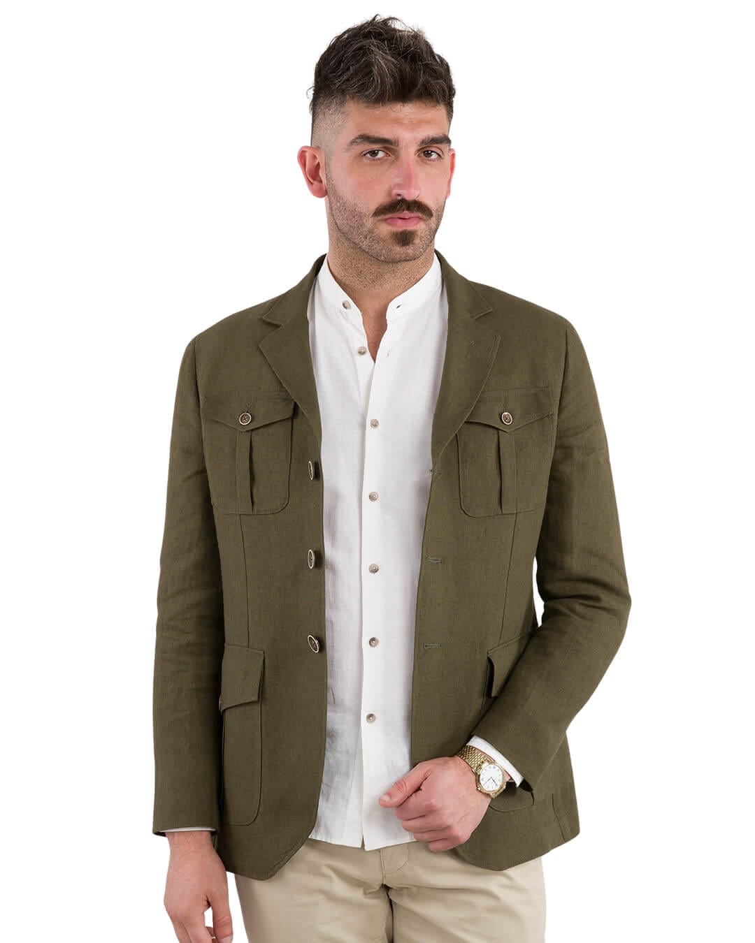Gagliardi Jackets Gagliardi Olive Linen Safari Jacket