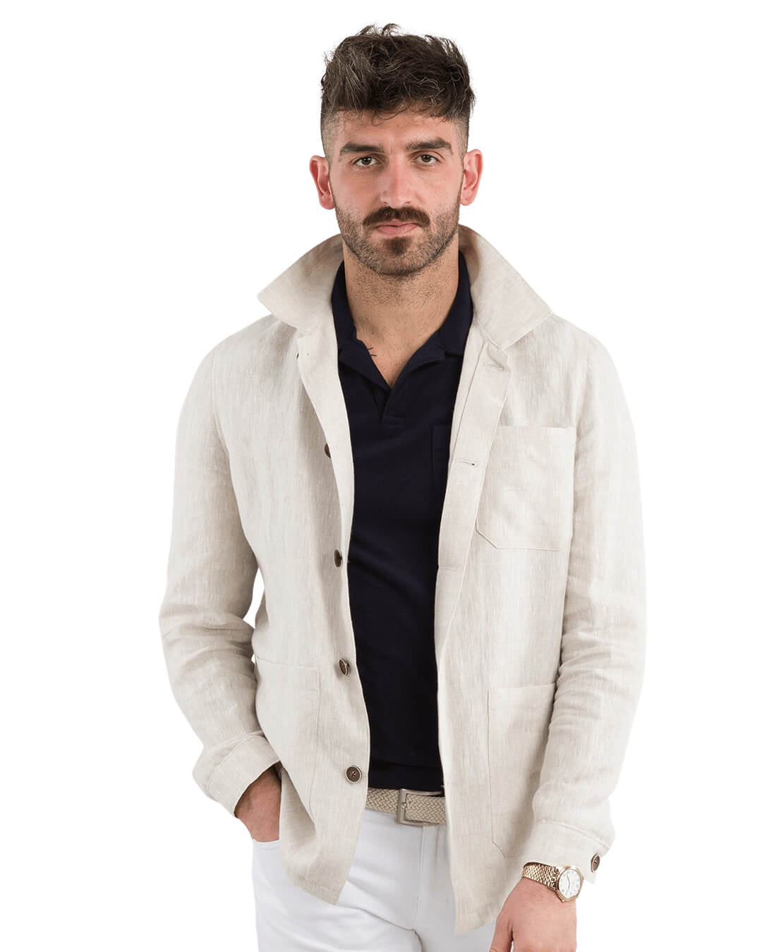 Gagliardi Jackets Gagliardi Stone Linen Shirt Jacket