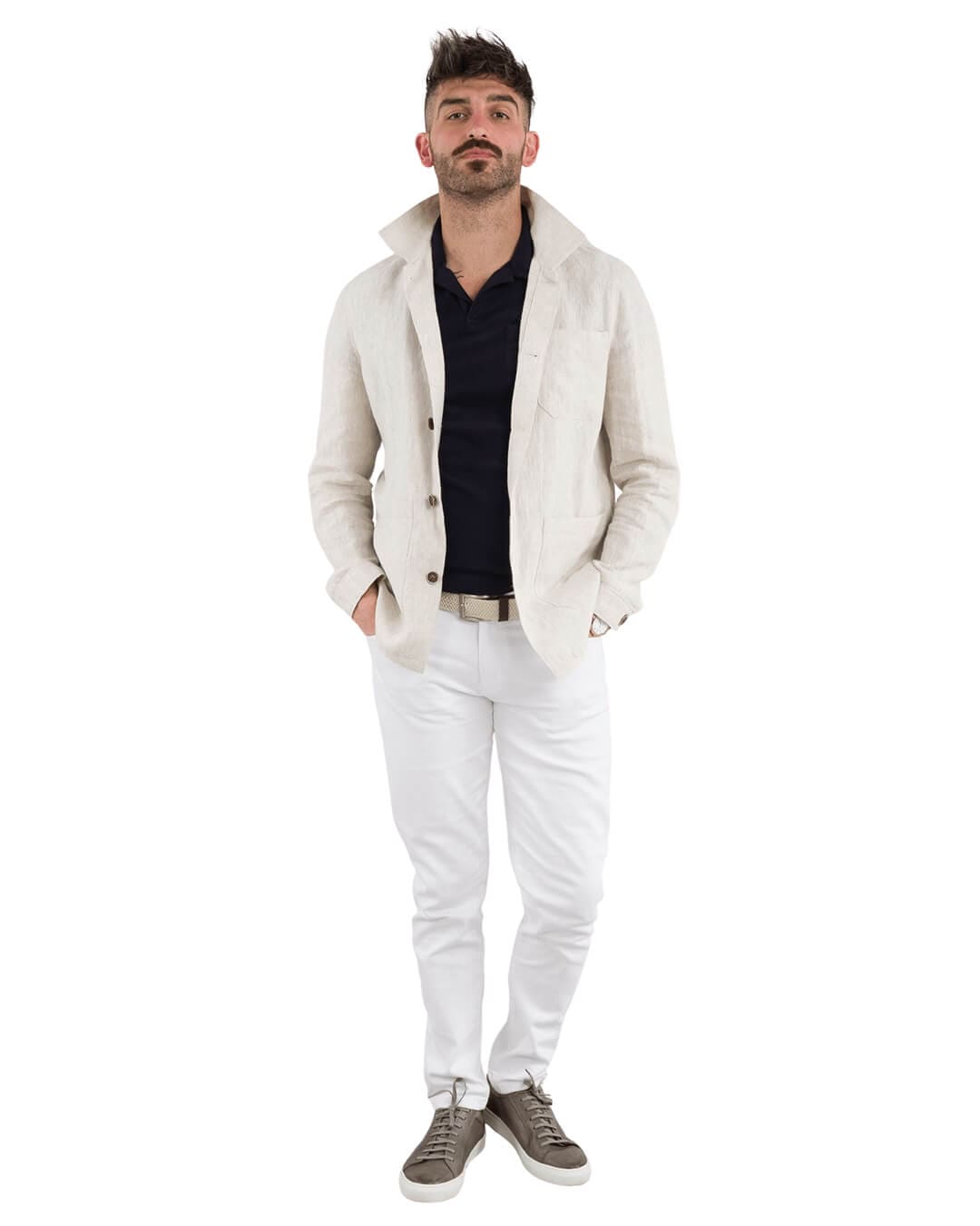 Gagliardi Jackets Gagliardi Stone Linen Shirt Jacket