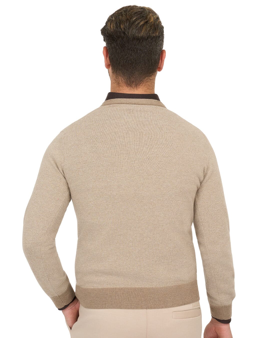 Gagliardi Jumpers Gagliardi Beige Jumper Crew Neck Wool Cashmere Blend