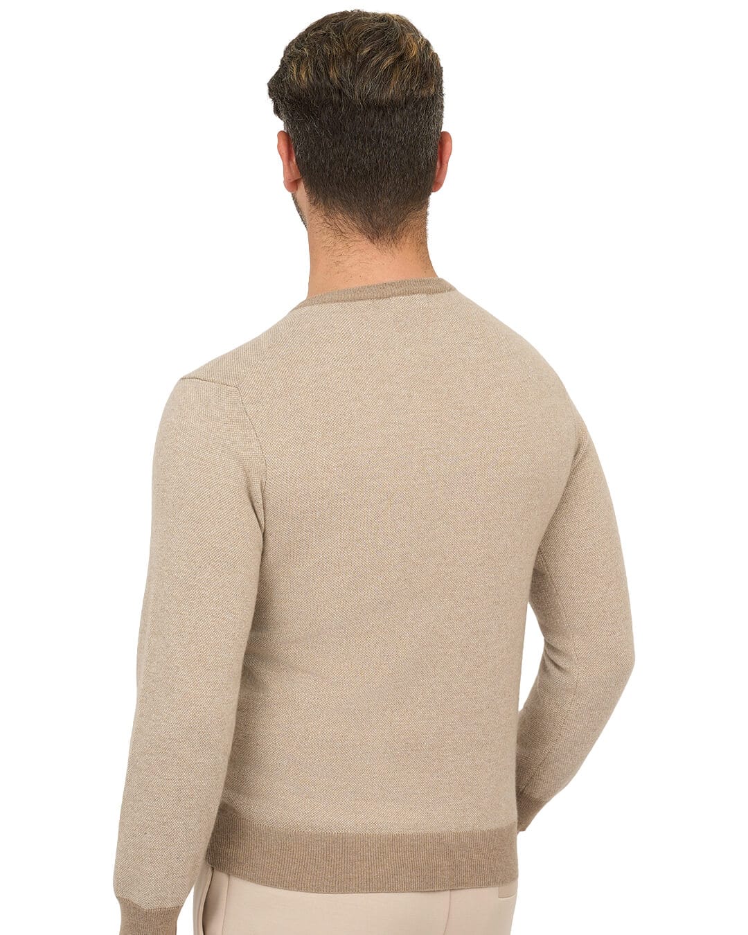 Gagliardi Jumpers Gagliardi Beige Jumper Crew Neck Wool Cashmere Blend