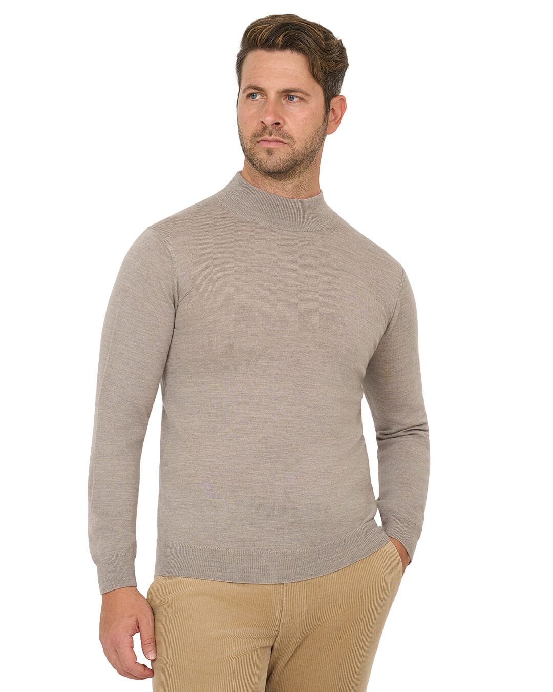 Gagliardi Jumpers Gagliardi Beige Jumper Turtle Neck Merino Wool