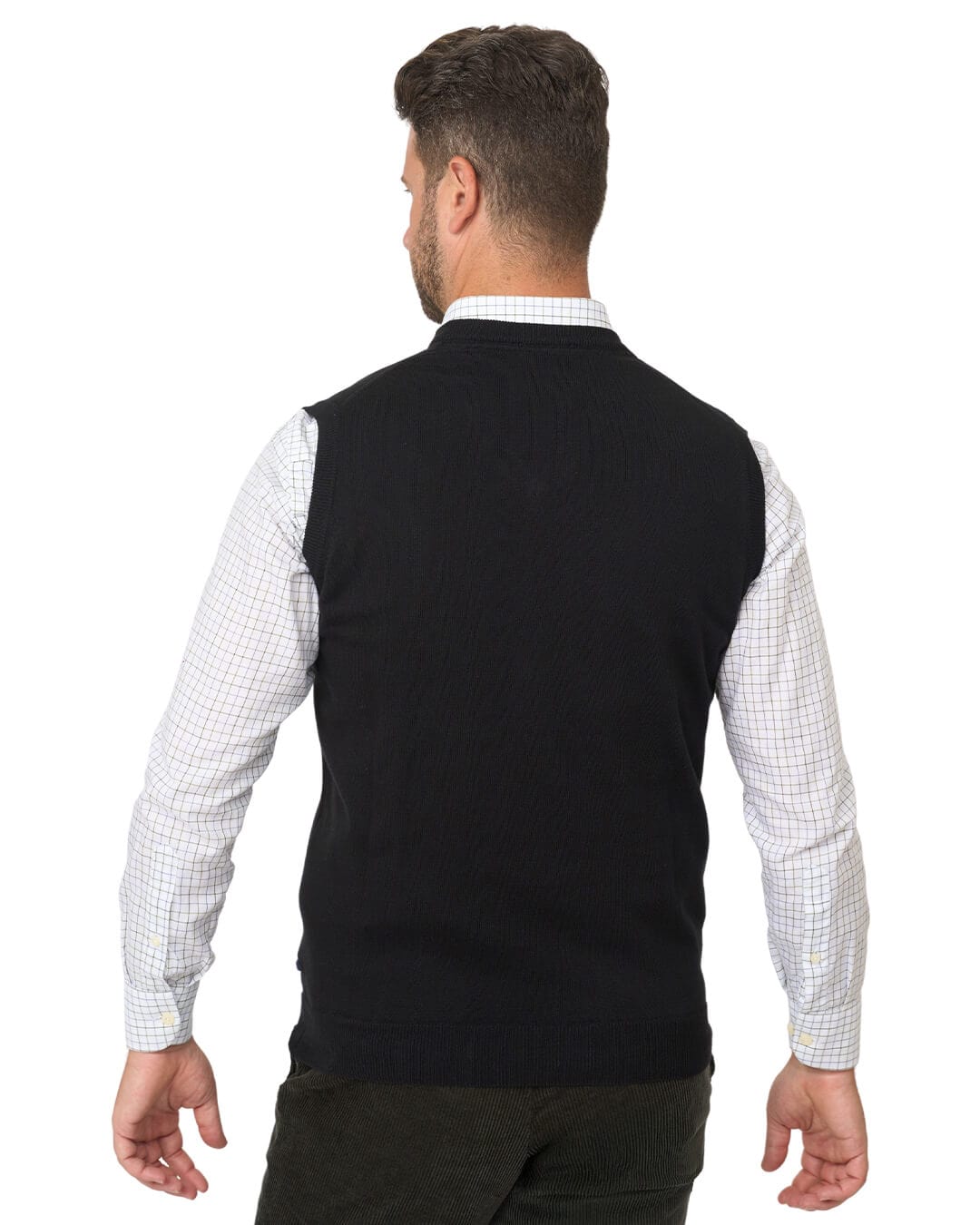 Gagliardi Jumpers Gagliardi Black Sleeveless Vee Neck Cotton Cashmere Jumper