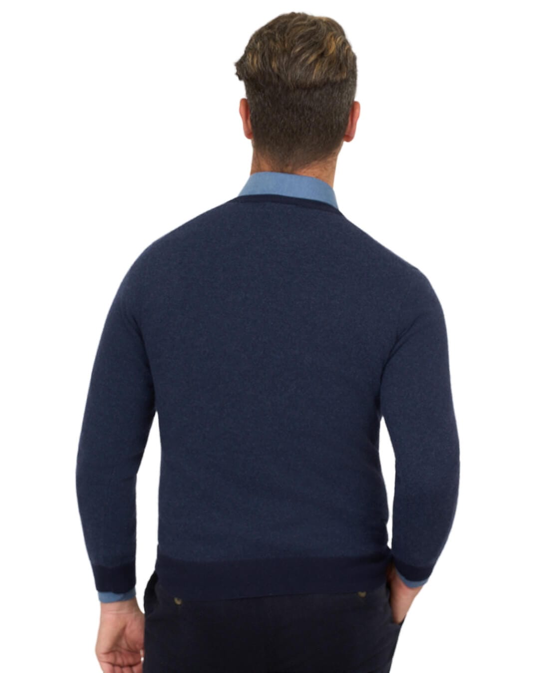 Gagliardi Jumpers Gagliardi Blue Jumper Crew Neck Wool Cashmere Blend