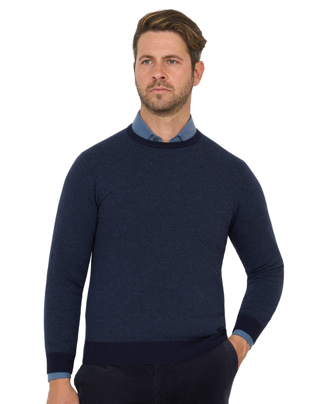 Gagliardi Jumpers Gagliardi Blue Jumper Crew Neck Wool Cashmere Blend