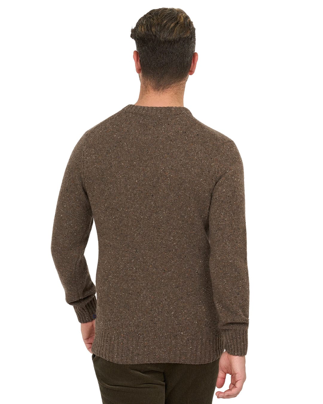Gagliardi Jumpers Gagliardi Brown Jumper Crew Neck Wool Blend Donegal