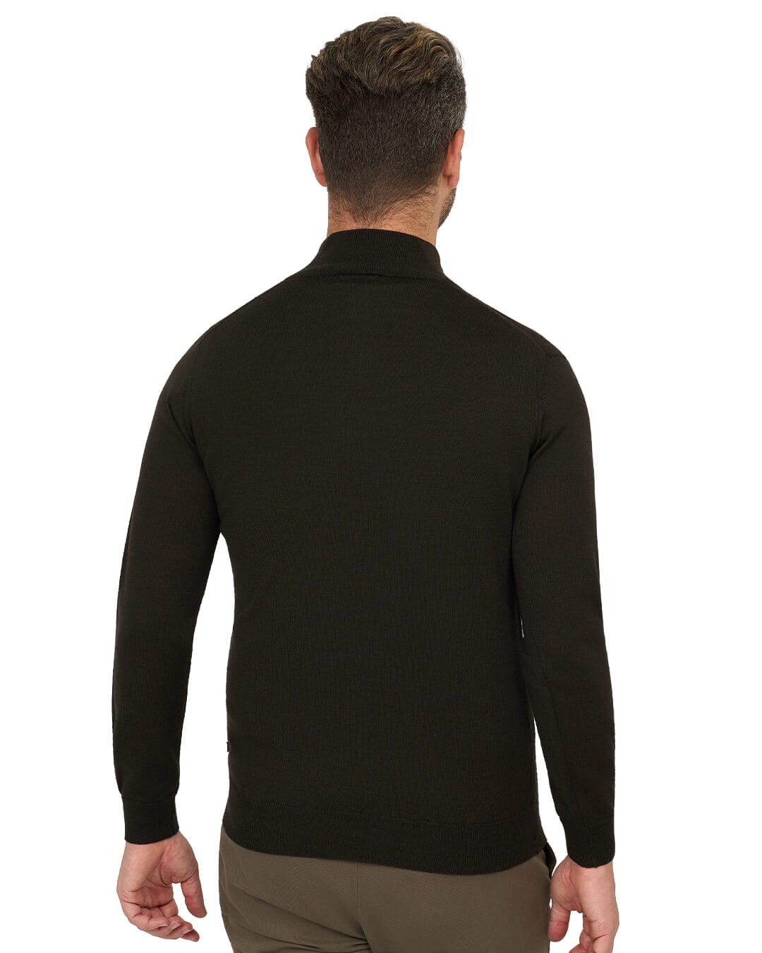 Gagliardi Jumpers Gagliardi Brown Jumper Zip Neck Merino Blend Textured Front