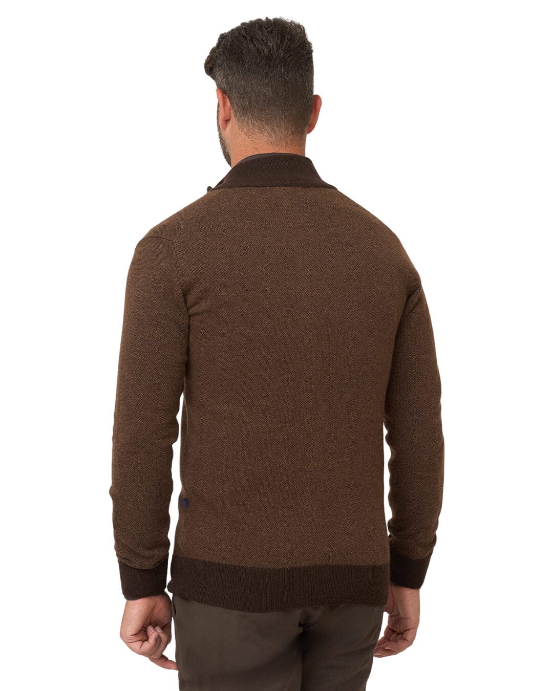 Gagliardi Jumpers Gagliardi Dark Brown Wool Cashmere Blend Full Zip Cardigan