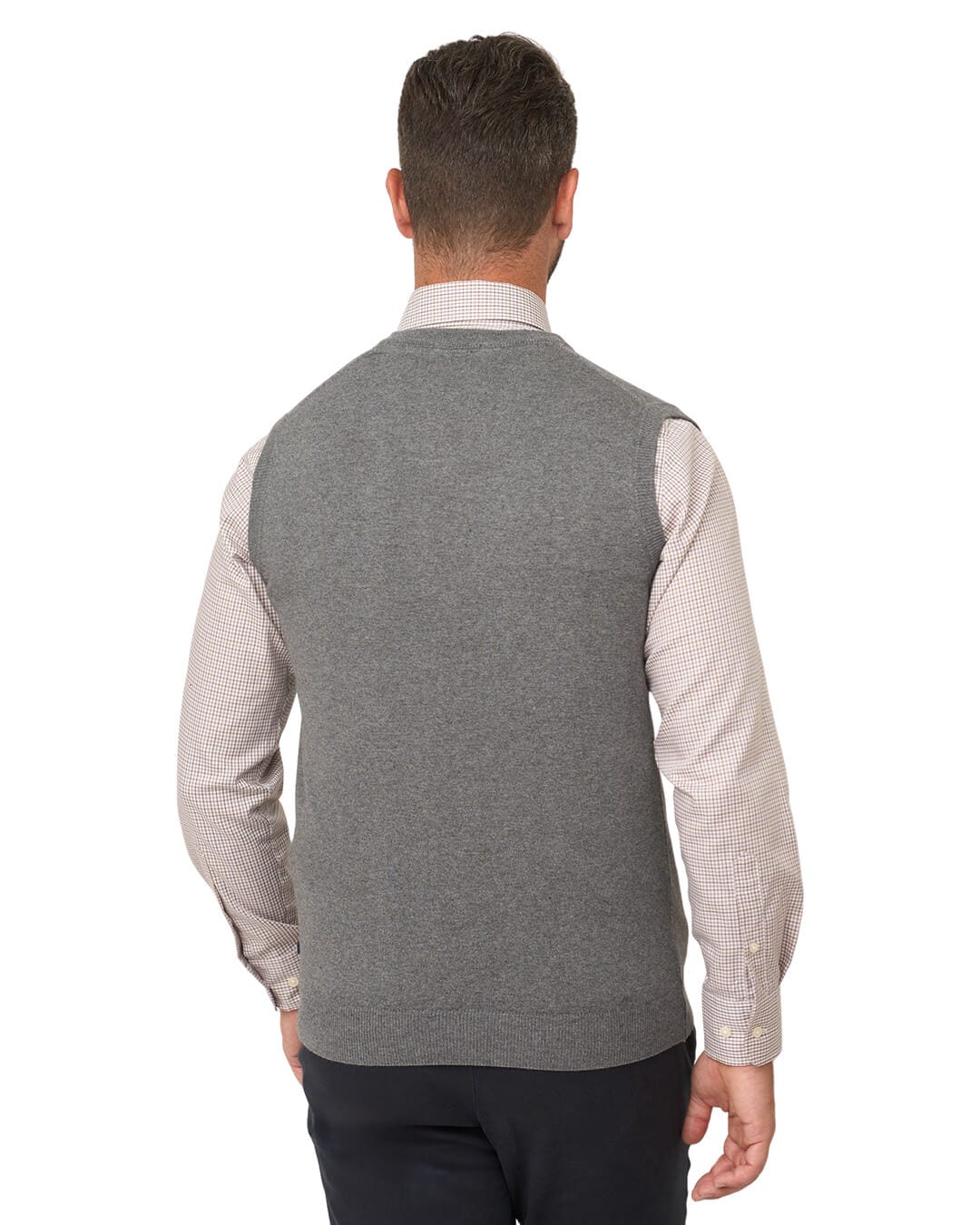 Gagliardi Jumpers Gagliardi Grey Sleeveless Vee Neck Cotton Cashmere Jumper