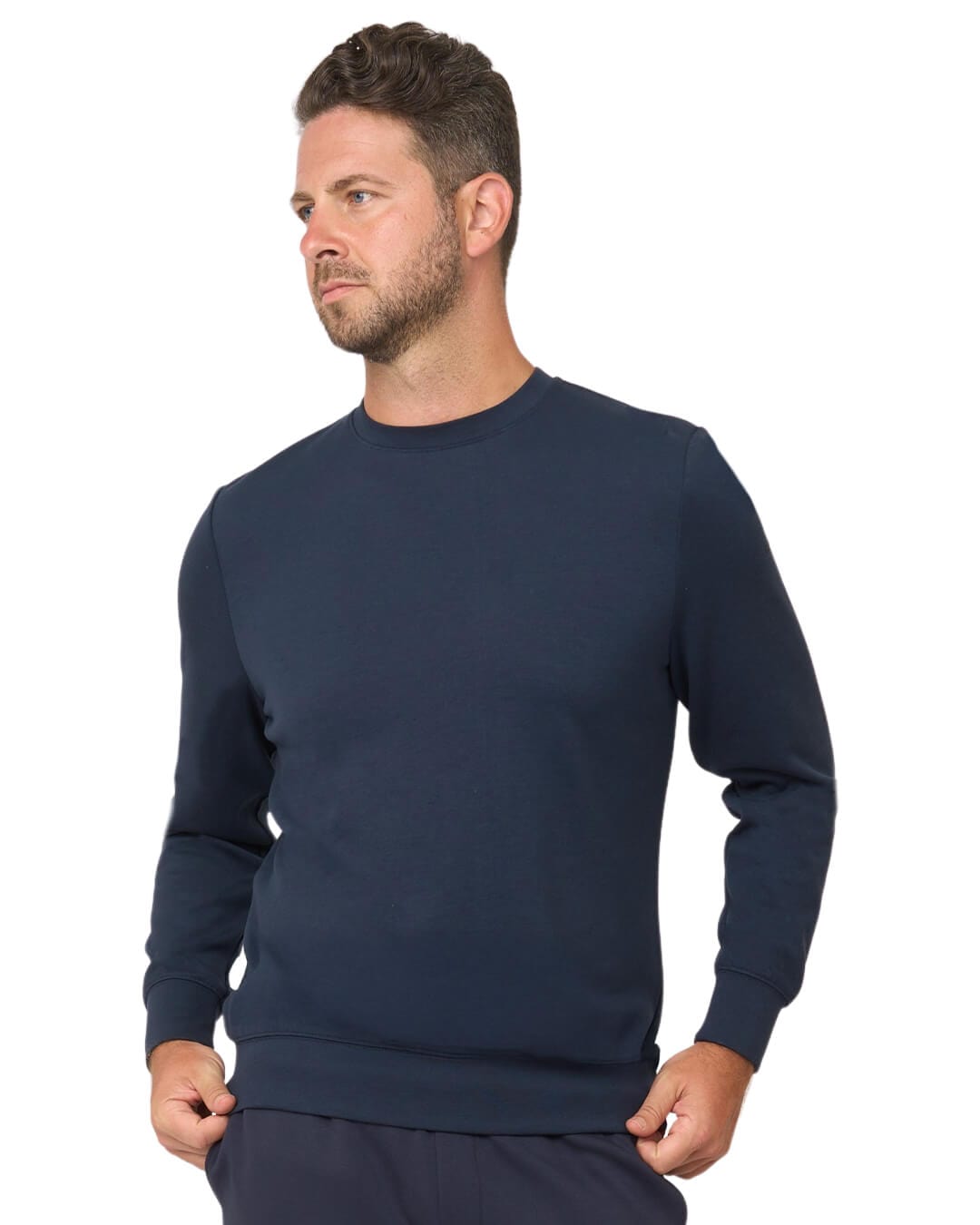 Gagliardi Jumpers Gagliardi Navy Interlock Crew Neck Sweatshirt
