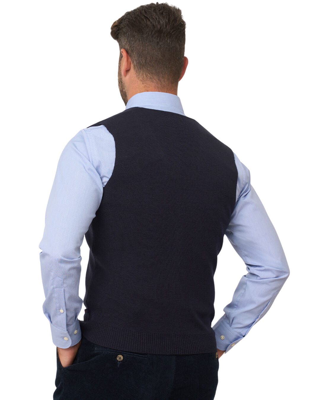 Gagliardi Jumpers Gagliardi Navy Merino Blend Knitted Waistcoat