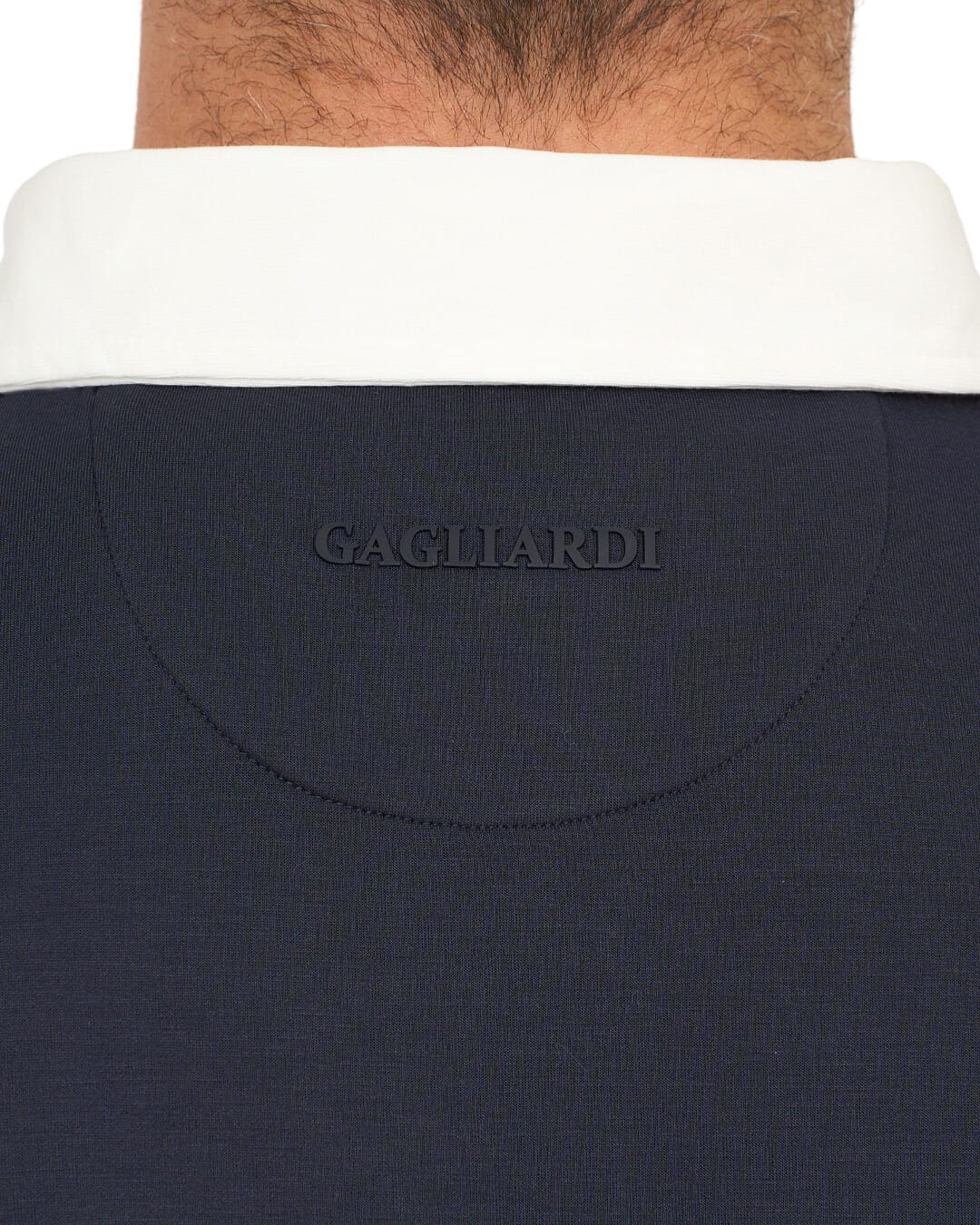 Gagliardi Jumpers Gagliardi Navy Sweatshirt Rugby Collar Interlock