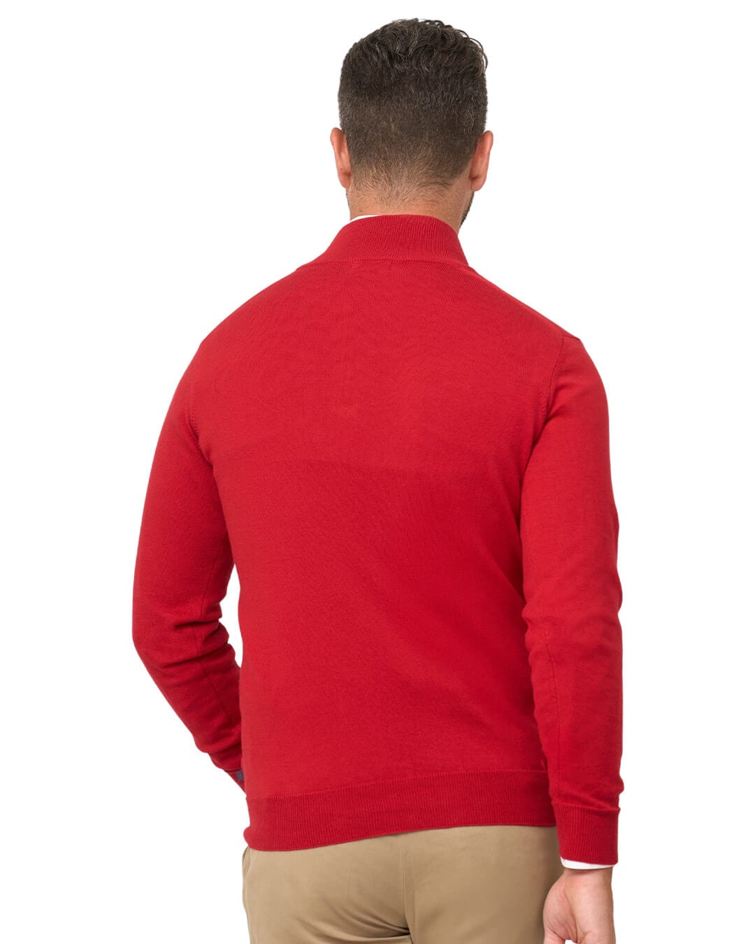Gagliardi Jumpers Gagliardi Red Cotton Cashmere Zip Neck Jumper