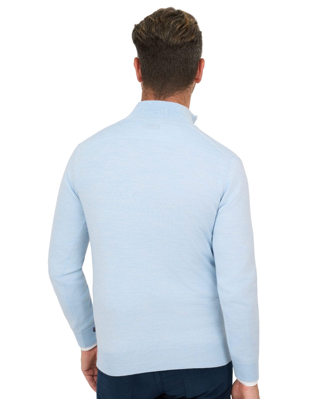 Gagliardi Jumpers Gagliardi Sky Jumper Zip Neck Merino Blend Textured Front